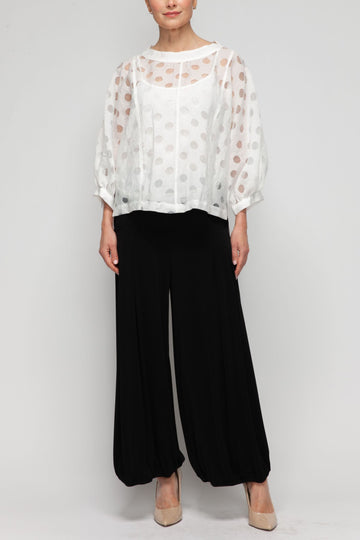 White Dolman Sleeve Wide Stand Collar